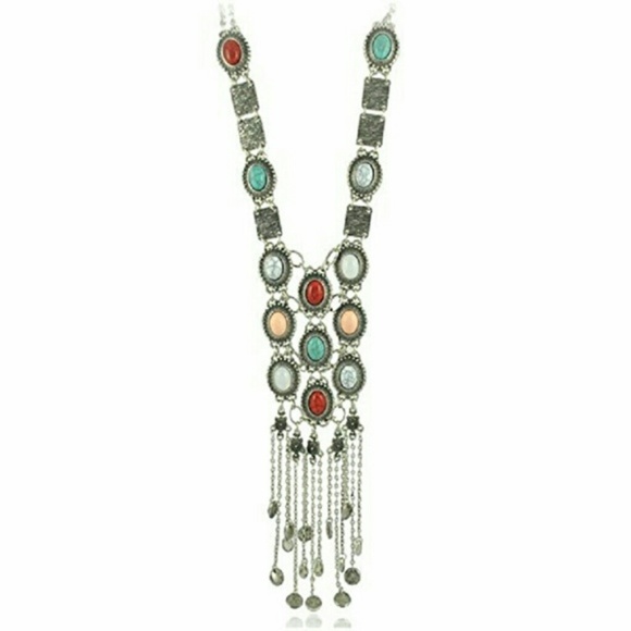 RESTOCK!! 5-Star Long Stone Retro Boho Necklace - Picture 3 of 8